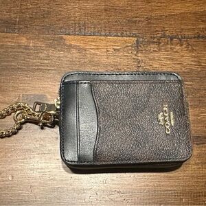 Coach Zip Card Case In Signature Canvas